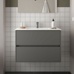 SALGAR Mobile Bagno Sospeso Claros80 Grigio Opaco Con Lavabo 2 Cassetti 80x45x56h SALGAR Mobile Bagno Sospeso Claros80 Grigio Opaco Con Lavabo 2 Cassetti 80x45x56h
