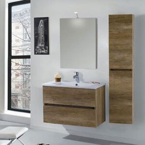 MAZZONI - Mobile Da Bagno Sospeso 90cm Colonna P32cm Maiorca Light Noce Chiaro Frassinato MAZZONI - Mobile Da Bagno Sospeso 90cm Colonna P32cm Maiorca Light Noce Chiaro Frassinato
