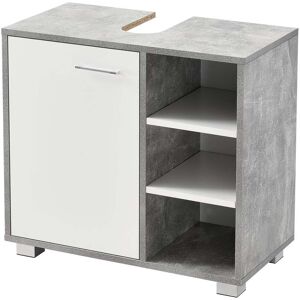HELLOSHOP26 Mobile Portalavabo Di Design Per Bagno Sottolavabo Con 3 Ripiani In Truciolare Melaminico 56 X 60 X 31 Cm Effetto Cemento E Bianco 030005857 HELLOSHOP26 Mobile Portalavabo Di Design Per Bagno Sottolavabo Con 3 Ripiani In Truciolare Melaminico 56 X 60 X 31 Cm Effetto Cemento E Bianco 030005857