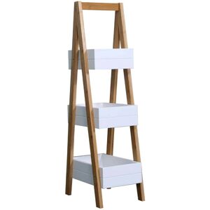 MOBILI REBECCA - Rebecca Mobili Mobile A Scala Scaffale Da Bagno Con 3 Ripiani In Mdf Bambu Bianco Marrone MOBILI REBECCA - Rebecca Mobili Mobile A Scala Scaffale Da Bagno Con 3 Ripiani In Mdf Bambu Bianco Marrone