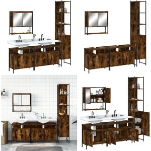 VIDAXL Set Mobili Da Bagno 4 Pz Rovere Fumo In Legno Multistrato - Mobile Da Bagno - Mobile A Specchio VIDAXL Set Mobili Da Bagno 4 Pz Rovere Fumo In Legno Multistrato - Mobile Da Bagno - Mobile A Specchio