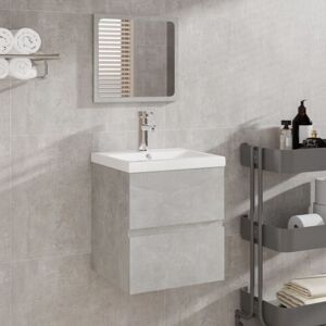 Armadio da bagno con lavabo e specchio - Grigio Armadio da bagno con lavabo e specchio - Grigio