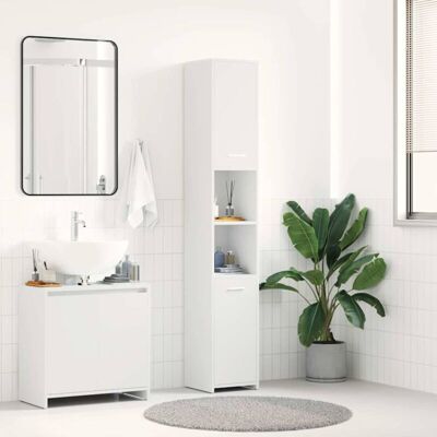 VIDAXL Mobile Da Bagno Bianco 30x30x183,5 Cm In Legno Tecnico - VIDAXL Mobile Da Bagno Bianco 30x30x183,5 Cm In Legno Tecnico -
