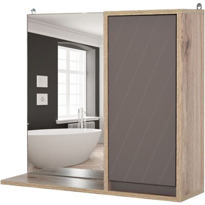 HOMCOM Armadietto Pensile Per Il Bagno Grigio E Rovere, 57 X 14.2 X 49.2cm - HOMCOM Armadietto Pensile Per Il Bagno Grigio E Rovere, 57 X 14.2 X 49.2cm -