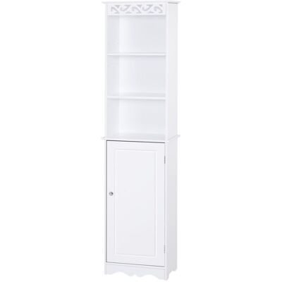 HOMCOM - Mobiletto Del Bagno A Torre 3 Ripiani Regolabili Su 3 Livelli Mdf Bianco HOMCOM - Mobiletto Del Bagno A Torre 3 Ripiani Regolabili Su 3 Livelli Mdf Bianco