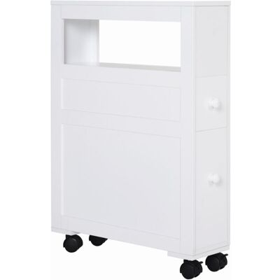 HOMCOM Mobiletto Armadietto Da Bagno In Legno Bianco Con 2 Casssetti HOMCOM Mobiletto Armadietto Da Bagno In Legno Bianco Con 2 Casssetti