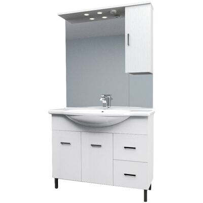 DIANHYDRO Mobile Bagno Venice Larice Bianco Cm 105 Con Lavabo E Specchio DIANHYDRO Mobile Bagno Venice Larice Bianco Cm 105 Con Lavabo E Specchio