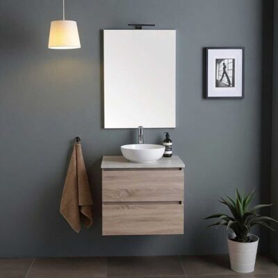 KIAMAMI VALENTINA Mobile Bagno Sospeso 60cm Con Top Beton, Con Specchio E Lampada Berlin KIAMAMI VALENTINA Mobile Bagno Sospeso 60cm Con Top Beton, Con Specchio E Lampada Berlin