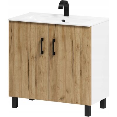 OEM Mobile Bagno Viki 80 Con Lavabo, Rovere Artigianale, Oro/bianco OEM Mobile Bagno Viki 80 Con Lavabo, Rovere Artigianale, Oro/bianco