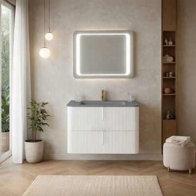 KIAMAMI VALENTINA Mobile Bagno Sospeso 80cm Bianco Cannettato Moderno Hollywood KIAMAMI VALENTINA Mobile Bagno Sospeso 80cm Bianco Cannettato Moderno Hollywood