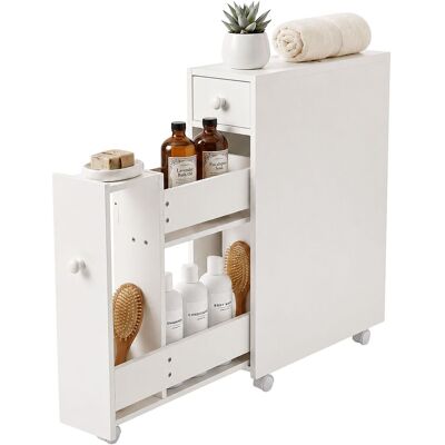 RELAXDAYS , Mobile Nicchia Rollabile Con Cassetto E Scomparti Per Bagno E Cucina, 62 X 16 X 48 Cm, Truciolare Bianco RELAXDAYS , Mobile Nicchia Rollabile Con Cassetto E Scomparti Per Bagno E Cucina, 62 X 16 X 48 Cm, Truciolare Bianco