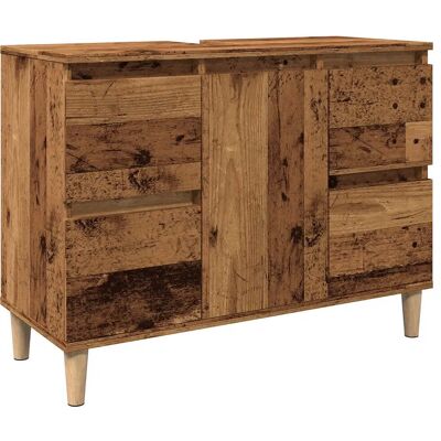 HELLOSHOP26 Mobiletto Lavabo Multifunzione Con Cassetti 80 X 33 X 60 Cm Legno Composito Finitura Effetto Legno Anticato 020051051 HELLOSHOP26 Mobiletto Lavabo Multifunzione Con Cassetti 80 X 33 X 60 Cm Legno Composito Finitura Effetto Legno Anticato 020051051