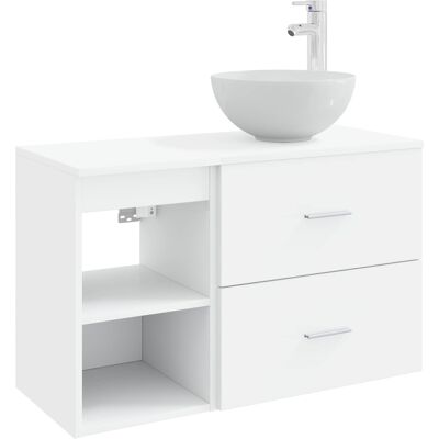 VIDAXL Set Di Mobili Per Il Bagno 2 Pcs Bianco Legno Ingegnerizzato VIDAXL Set Di Mobili Per Il Bagno 2 Pcs Bianco Legno Ingegnerizzato
