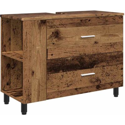 VIDAXL Mobiletto Da Bagno Legno Antico 80 X 35 X 60 Cm VIDAXL Mobiletto Da Bagno Legno Antico 80 X 35 X 60 Cm