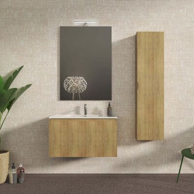 BADEN HAUS Mobile Bagno Sospeso Cannettato Rovere Tabacco 80 Cm - Marsiglia BADEN HAUS Mobile Bagno Sospeso Cannettato Rovere Tabacco 80 Cm - Marsiglia
