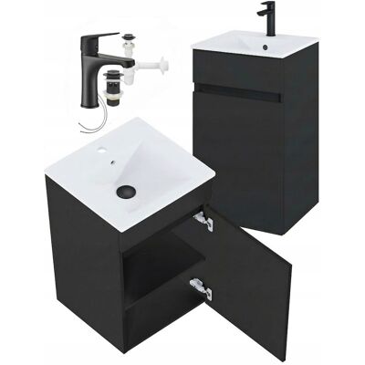 OEM Mobiletto Da Bagno Sospeso Con Lavabo E Rubinetto Nero Opaco, 75,5 X 45 Cm, Niga OEM Mobiletto Da Bagno Sospeso Con Lavabo E Rubinetto Nero Opaco, 75,5 X 45 Cm, Niga