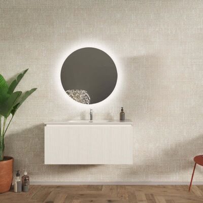 BADEN HAUS Mobile Bagno Sospeso 100 Cm Cannettato Bianco Opaco - Marsiglia BADEN HAUS Mobile Bagno Sospeso 100 Cm Cannettato Bianco Opaco - Marsiglia