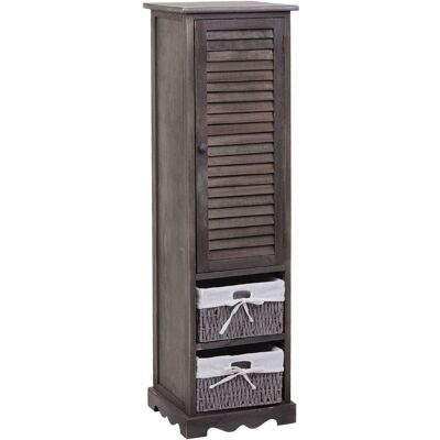 DÉCOSHOP26 Cassettiera Da Bagno 120x27x29 Cm In Legno Massello Stile Shabby Chic Grigio-marrone 1 Anta E 2 Cestini 040010383 DÉCOSHOP26 Cassettiera Da Bagno 120x27x29 Cm In Legno Massello Stile Shabby Chic Grigio-marrone 1 Anta E 2 Cestini 040010383