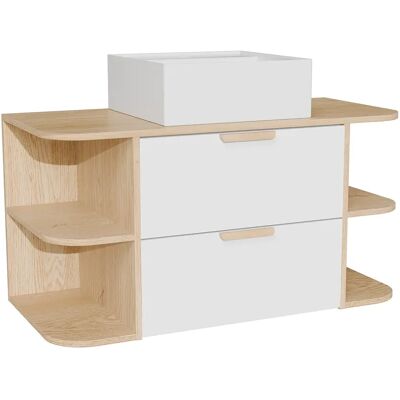 Unique Mobile Bagno Sospeso Con Nicchie E Lavabo Da Appoggio Quadrato Bianco E Naturale Chiaro L100 Cm – Avoreli Unique Mobile Bagno Sospeso Con Nicchie E Lavabo Da Appoggio Quadrato Bianco E Naturale Chiaro L100 Cm – Avoreli