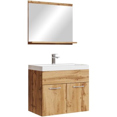 Set bagno BADPLAATS Montreal 02 60cm Rovere - Mobile lavabo & Specchio Set bagno BADPLAATS Montreal 02 60cm Rovere - Mobile lavabo & Specchio