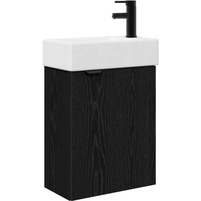 VIDAXL Mobile Bagno Con Rubinetto Rovere Nero 45,5 X 22,5 X 84 Cm VIDAXL Mobile Bagno Con Rubinetto Rovere Nero 45,5 X 22,5 X 84 Cm