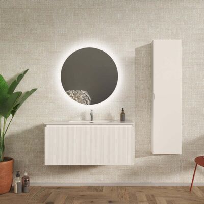 BADEN HAUS Mobile Bagno Sospeso 100 Cm Cannettato Bianco Opaco - Marsiglia BADEN HAUS Mobile Bagno Sospeso 100 Cm Cannettato Bianco Opaco - Marsiglia