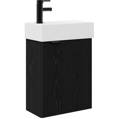 VIDAXL Mobile Bagno Con Rubinetto Rovere Nero 45,5 X 22,5 X 84 Cm VIDAXL Mobile Bagno Con Rubinetto Rovere Nero 45,5 X 22,5 X 84 Cm