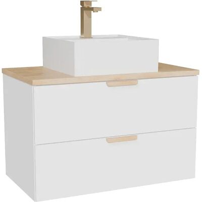 Unique Mobile Bagno Sospeso Con Lavabo Da Appoggio Quadrato E Rubinetto Bianco L80 Cm – Avoreli Unique Mobile Bagno Sospeso Con Lavabo Da Appoggio Quadrato E Rubinetto Bianco L80 Cm – Avoreli