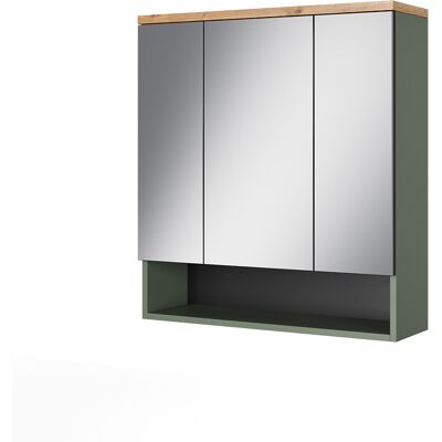 Vicco Specchio Contenitore Bagno Eden, Verde/artigianale, 70 X 77.5 Cm Con 3 Ante A Specchio, Vicco Specchio Contenitore Bagno Eden, Verde/artigianale, 70 X 77.5 Cm Con 3 Ante A Specchio,