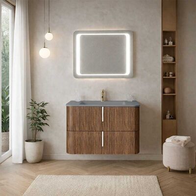KIAMAMI VALENTINA Mobile Bagno Sospeso 80cm Tabacco Cannettato Moderno Hollywood KIAMAMI VALENTINA Mobile Bagno Sospeso 80cm Tabacco Cannettato Moderno Hollywood