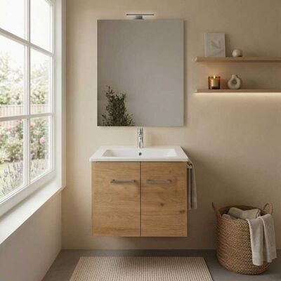 KIAMAMI VALENTINA Mobile Bagno Sospeso Rovere Artisan 60cm Con Lavabo E Specchio Square KIAMAMI VALENTINA Mobile Bagno Sospeso Rovere Artisan 60cm Con Lavabo E Specchio Square