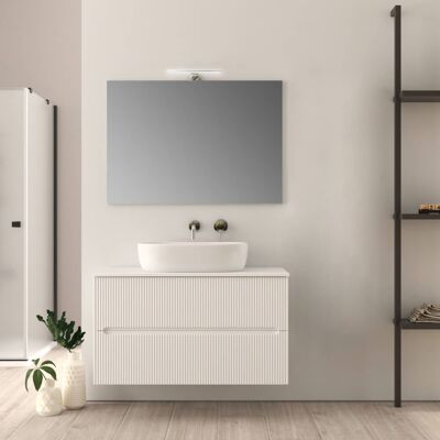 BADEN HAUS Mobile Bagno 100 Cm Bianco Opaco Cannettato Palermo BADEN HAUS Mobile Bagno 100 Cm Bianco Opaco Cannettato Palermo