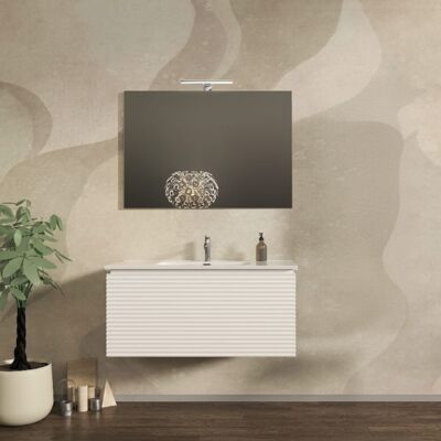BADEN HAUS Mobile Da Bagno Sospeso 100 Cm Cannettato Orizzontale Bianco Opaco - Malaga BADEN HAUS Mobile Da Bagno Sospeso 100 Cm Cannettato Orizzontale Bianco Opaco - Malaga