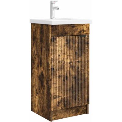 VIDAXL Mobile Da Bagno Con Lavabo Rovere Fumo 42 X 40 X 84,5 Cm VIDAXL Mobile Da Bagno Con Lavabo Rovere Fumo 42 X 40 X 84,5 Cm