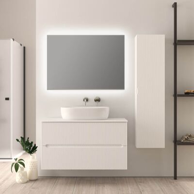 BADEN HAUS Mobile Bagno 100 Cm Bianco Opaco Cannettato Palermo BADEN HAUS Mobile Bagno 100 Cm Bianco Opaco Cannettato Palermo