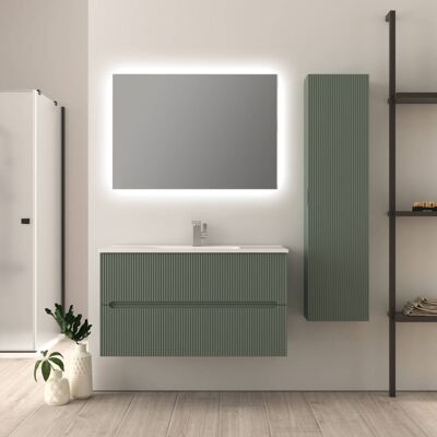 BADEN HAUS Mobile Bagno Verde Opaco Riga Cannettato 90 Cm BADEN HAUS Mobile Bagno Verde Opaco Riga Cannettato 90 Cm