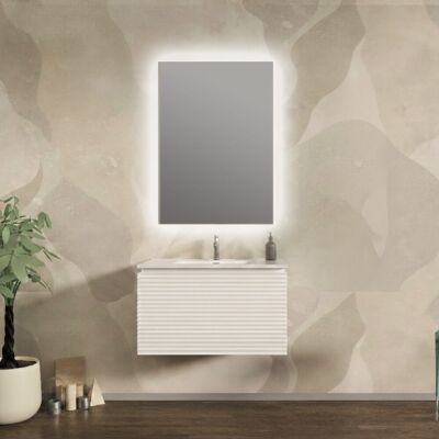 BADEN HAUS Mobile Da Bagno 80 Cm Cannettato Orizzontale Su Tre Lati Sospeso Bianco Opaco - Malaga BADEN HAUS Mobile Da Bagno 80 Cm Cannettato Orizzontale Su Tre Lati Sospeso Bianco Opaco - Malaga