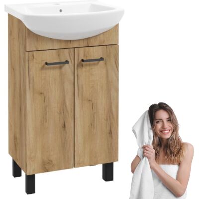 OEM Mobile Bagno Sat D50 Con Lavabo Integrato, Rovere Dorato, Due Ante OEM Mobile Bagno Sat D50 Con Lavabo Integrato, Rovere Dorato, Due Ante