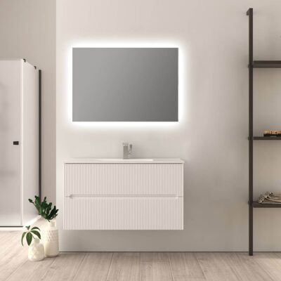 BADEN HAUS Mobile Bagno 90 Cm Bianco Opaco Cannettato Mod. Riga BADEN HAUS Mobile Bagno 90 Cm Bianco Opaco Cannettato Mod. Riga