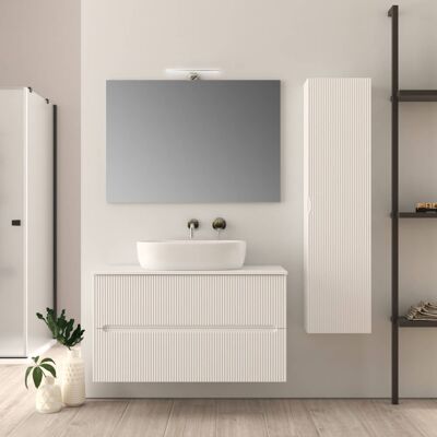 BADEN HAUS Mobile Bagno 100 Cm Bianco Opaco Cannettato Palermo BADEN HAUS Mobile Bagno 100 Cm Bianco Opaco Cannettato Palermo