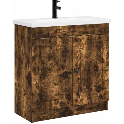 VIDAXL Set Di Mobili Per Il Bagno Rovere Fumo 56 X 37,5 X 81 Cm VIDAXL Set Di Mobili Per Il Bagno Rovere Fumo 56 X 37,5 X 81 Cm