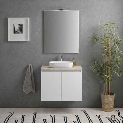 KIAMAMI VALENTINA Mobile Bagno Sospeso 60cm Ante Bianco Lucido Con Top Beton Benaco KIAMAMI VALENTINA Mobile Bagno Sospeso 60cm Ante Bianco Lucido Con Top Beton Benaco