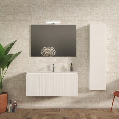 BADEN HAUS Mobile Bagno Sospeso 100 Cm Cannettato Bianco Opaco - Marsiglia BADEN HAUS Mobile Bagno Sospeso 100 Cm Cannettato Bianco Opaco - Marsiglia