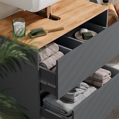Vicco Mobile Sottolavabo Per Bagno Viktor, Antracite/rovere Dorato, 80.2 X 65 Cm, Vicco Mobile Sottolavabo Per Bagno Viktor, Antracite/rovere Dorato, 80.2 X 65 Cm,