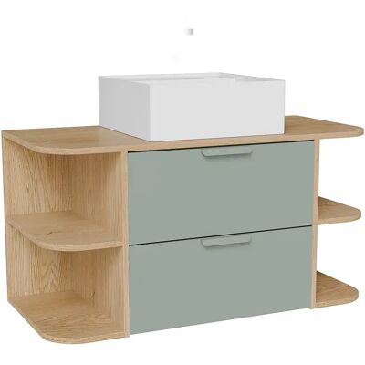 Unique Mobile Bagno Sospeso Con Nicchie E Lavabo Da Appoggio Quadrato Verde Acqua E Naturale Chiaro L100 Cm – Avoreli Unique Mobile Bagno Sospeso Con Nicchie E Lavabo Da Appoggio Quadrato Verde Acqua E Naturale Chiaro L100 Cm – Avoreli