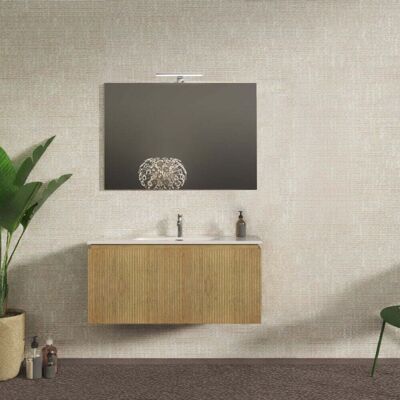 BADEN HAUS Mobile Bagno Cannettato Sospeso 100 Cm Rovere Tabacco Chiusura Soft Close - Marsiglia BADEN HAUS Mobile Bagno Cannettato Sospeso 100 Cm Rovere Tabacco Chiusura Soft Close - Marsiglia