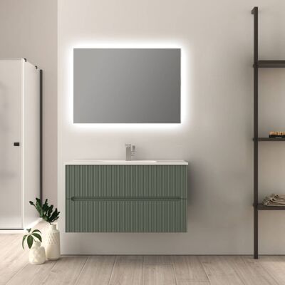 BADEN HAUS Mobile Bagno Verde Opaco Riga Cannettato 90 Cm BADEN HAUS Mobile Bagno Verde Opaco Riga Cannettato 90 Cm