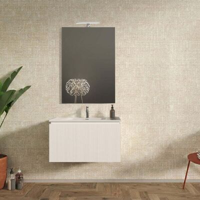 BADEN HAUS Mobile Bagno Sospeso Cannettato Bianco Opaco 80 Cm - Marsiglia BADEN HAUS Mobile Bagno Sospeso Cannettato Bianco Opaco 80 Cm - Marsiglia