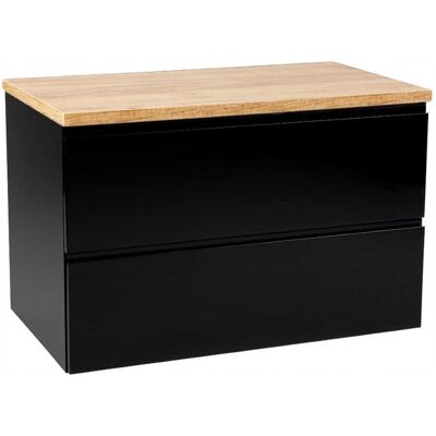 OEM Mobiletto Da Bagno 80x50 Cm, Nero Lucido, Sospeso, Con Piano Modus OEM Mobiletto Da Bagno 80x50 Cm, Nero Lucido, Sospeso, Con Piano Modus