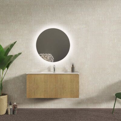 BADEN HAUS Mobile Bagno Cannettato Sospeso 100 Cm Rovere Tabacco Chiusura Soft Close - Marsiglia BADEN HAUS Mobile Bagno Cannettato Sospeso 100 Cm Rovere Tabacco Chiusura Soft Close - Marsiglia